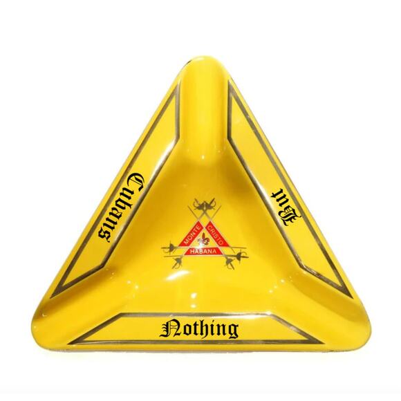 Cigar Ashtray Large Yellow Ceramic Retro Indoor Outdoor NEW 3 cigars rest - Picture 2 of 3